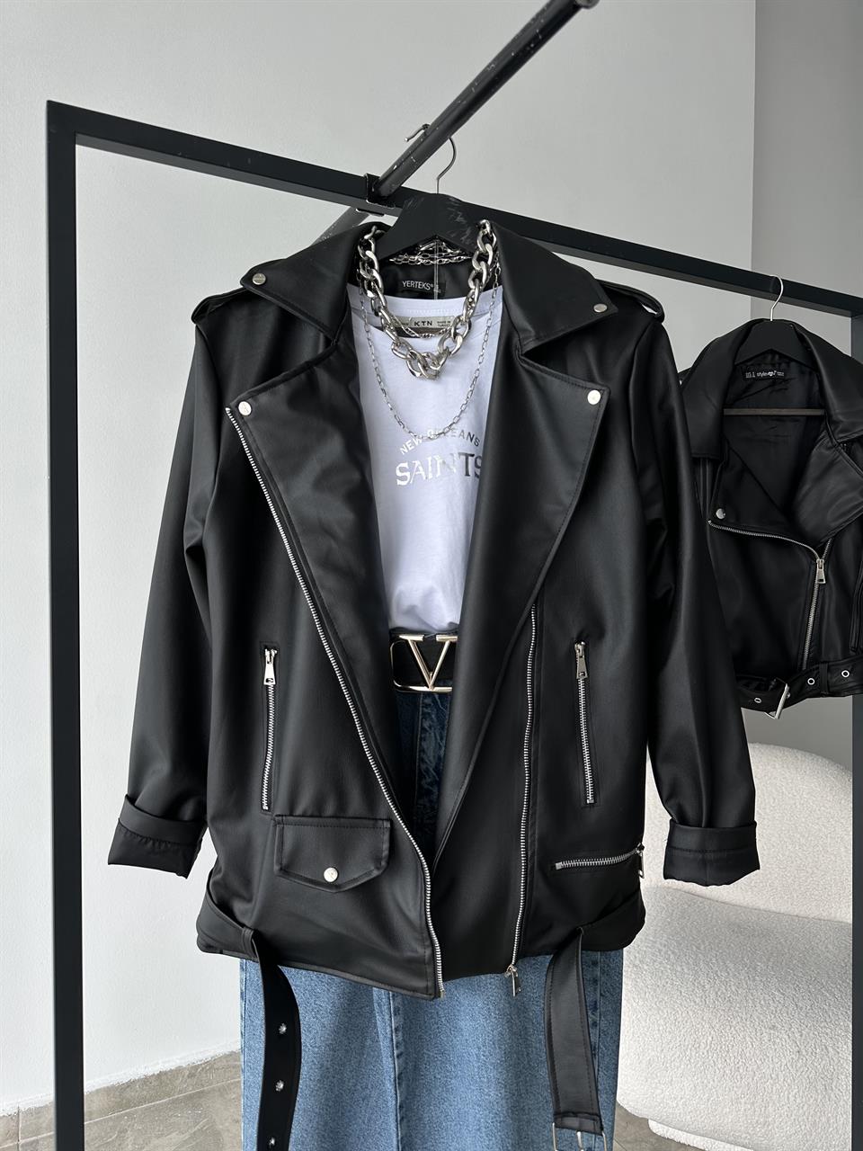 Cpt Siyah Deri Ceket