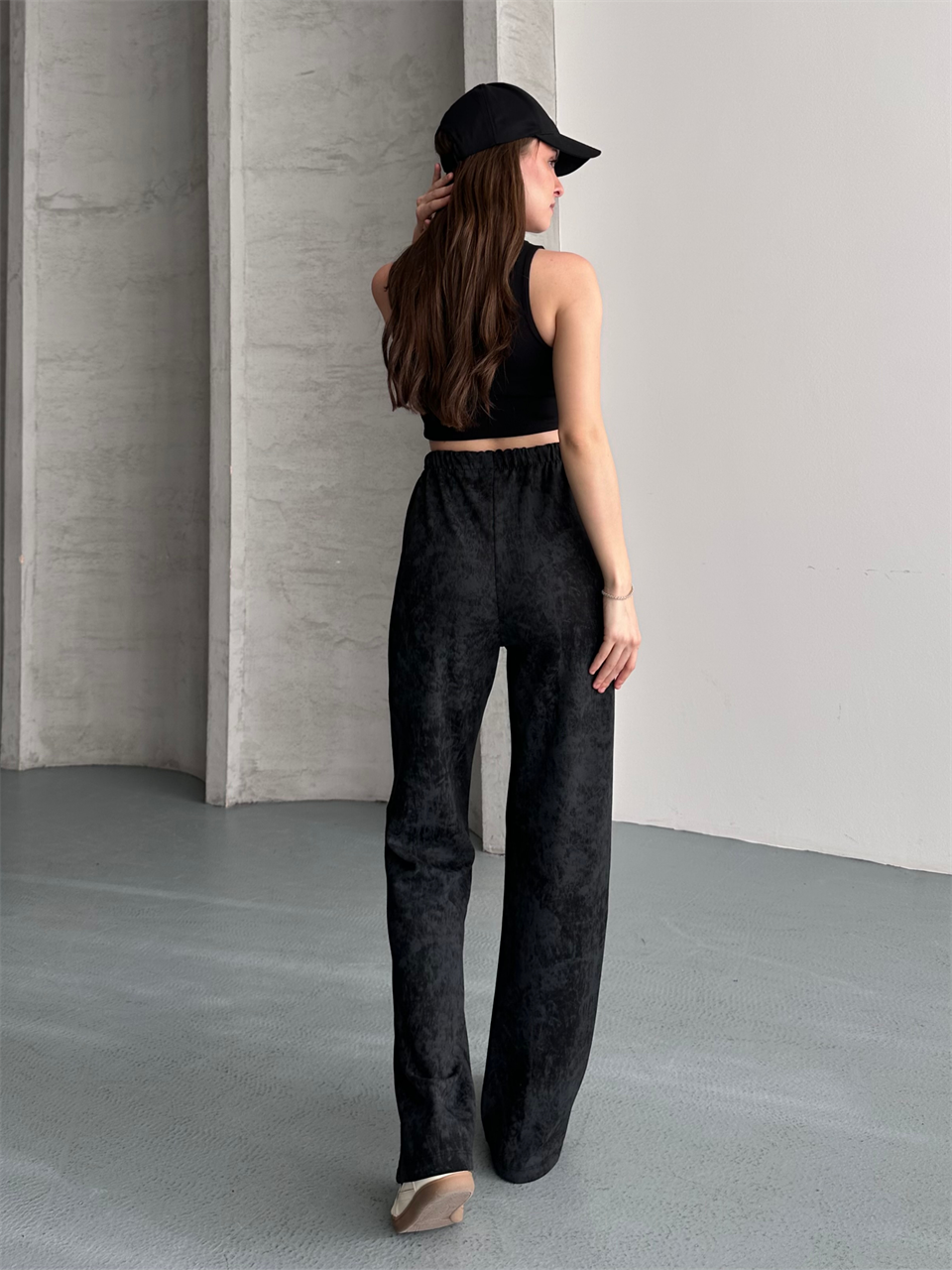 Vintage Bol Paça Siyah Pantolon