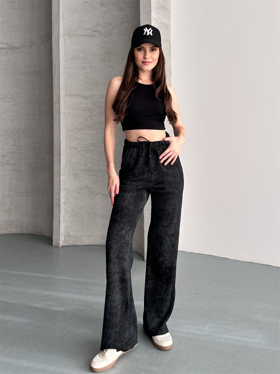 Vintage Bol Paça Siyah Pantolon