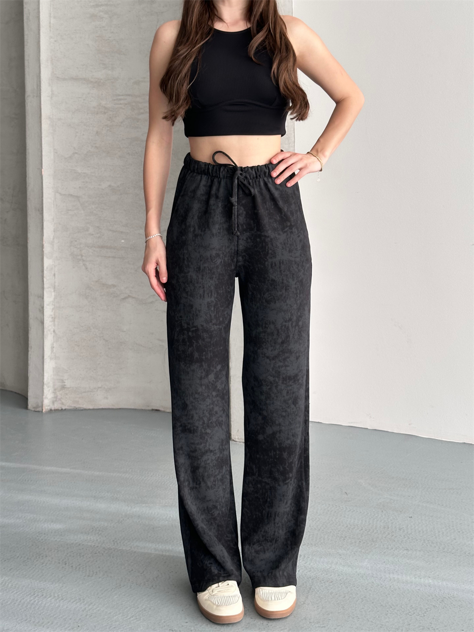 Vintage Bol Paça Siyah Pantolon