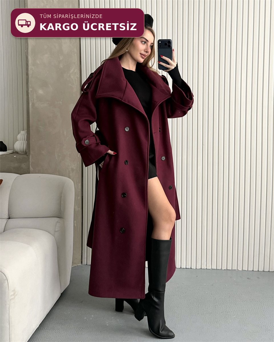 Dik Yaka Premium Bordo Kaban