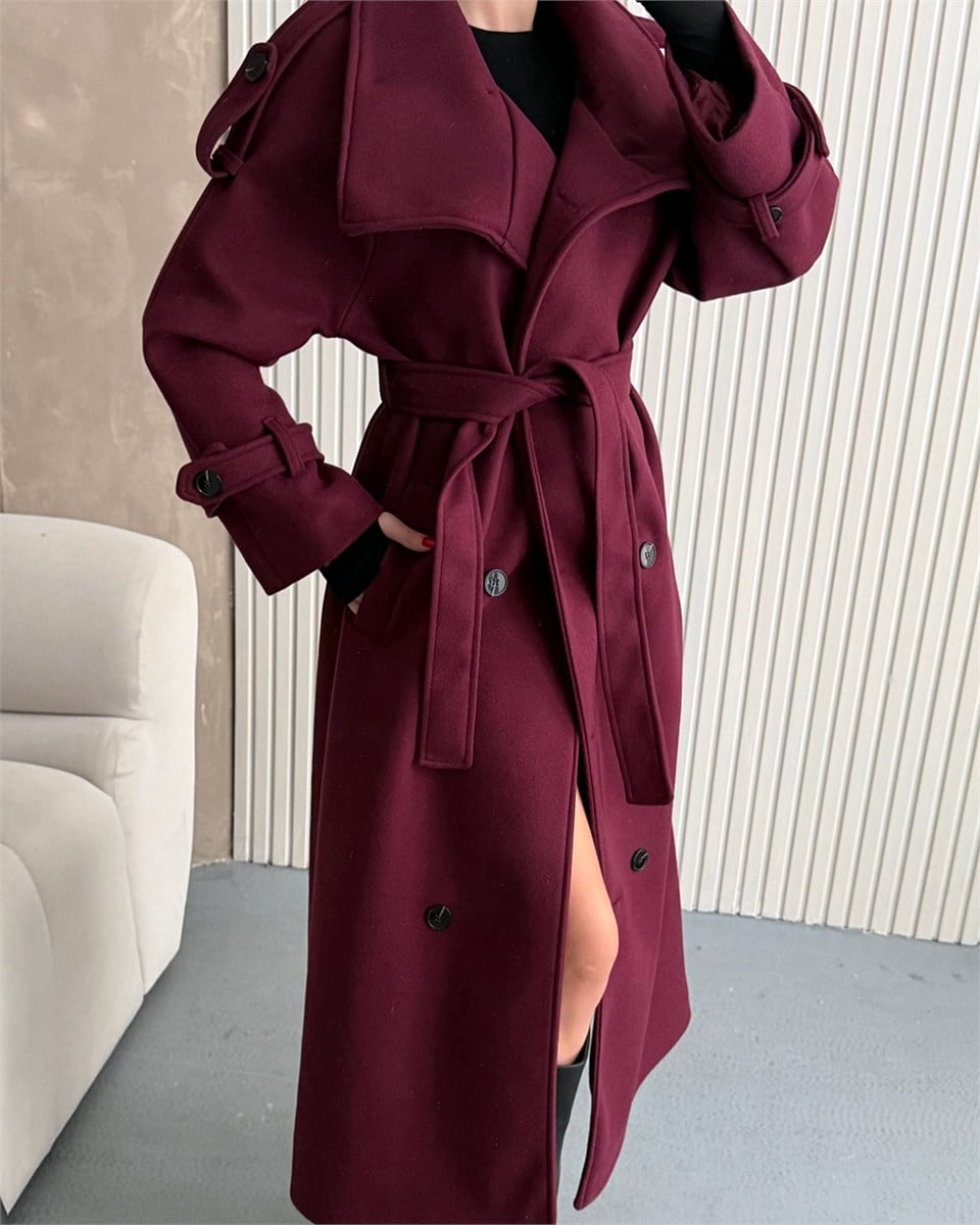 Dik Yaka Premium Bordo Kaban