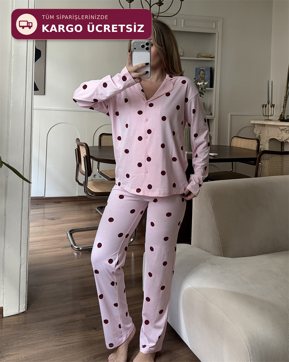Dotti Puantiyeli Pembe Pijama Takımı