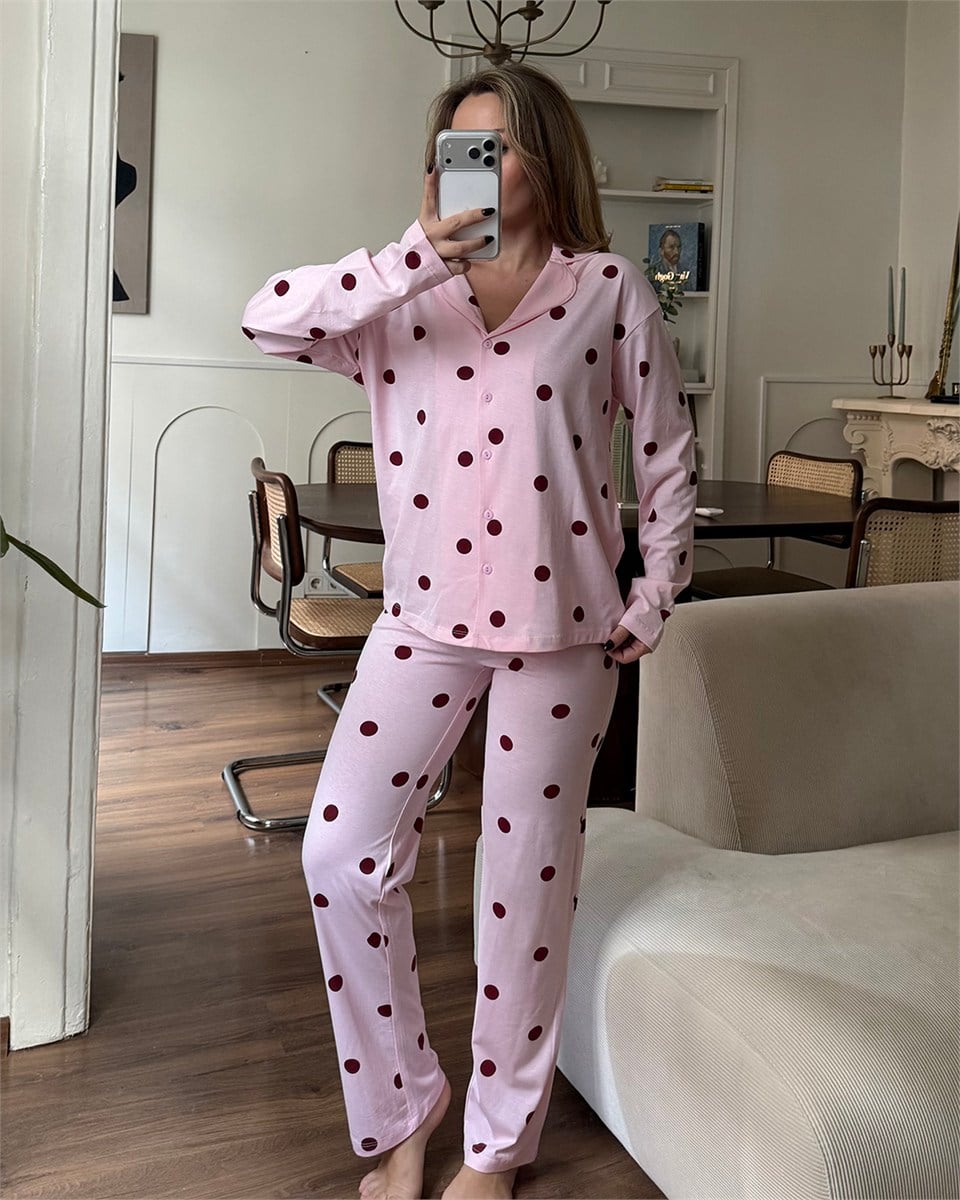 Dotti Puantiyeli Pembe Pijama Takımı