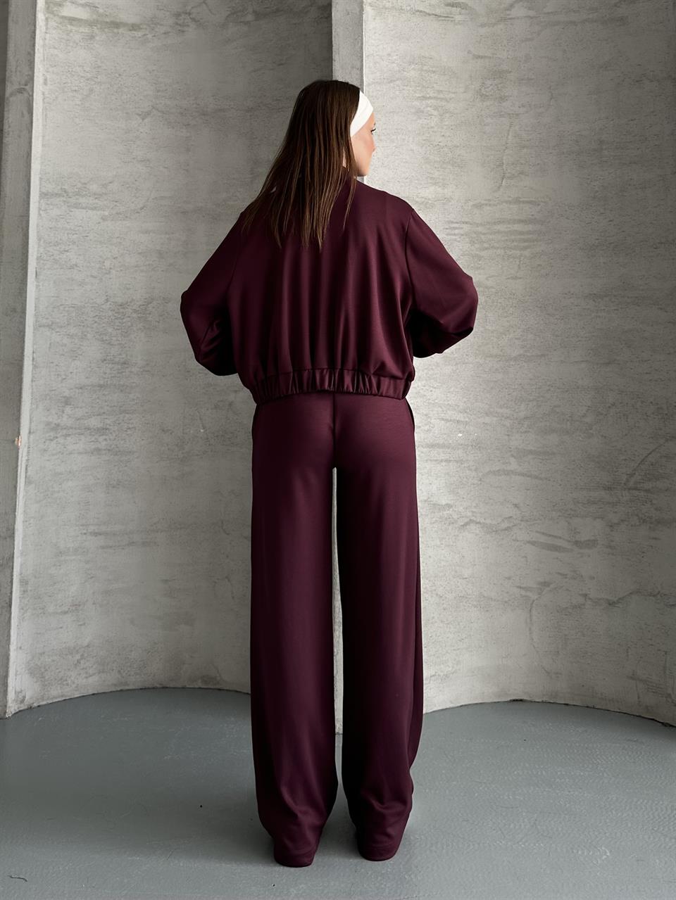 Essential Fermuarlı Bordo Eşofman Takım