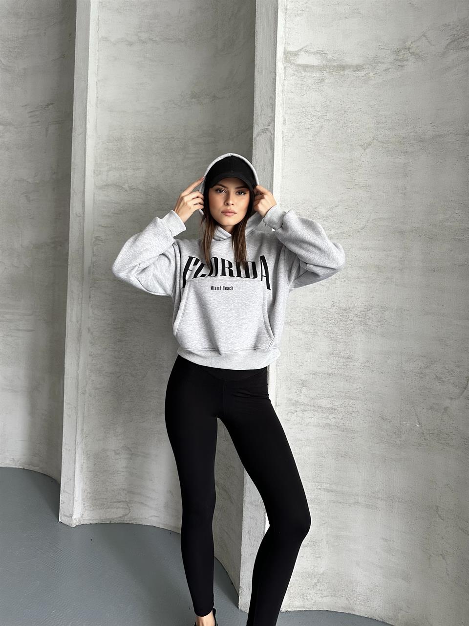 Florida Kapüşonlu Melanj Sweatshirt