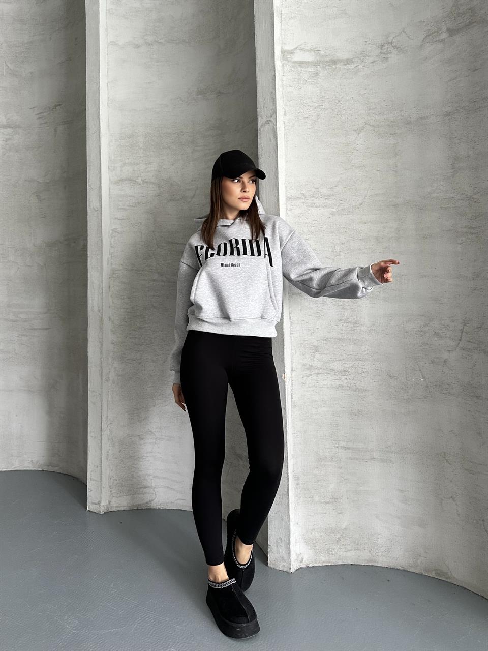 Florida Kapüşonlu Melanj Sweatshirt