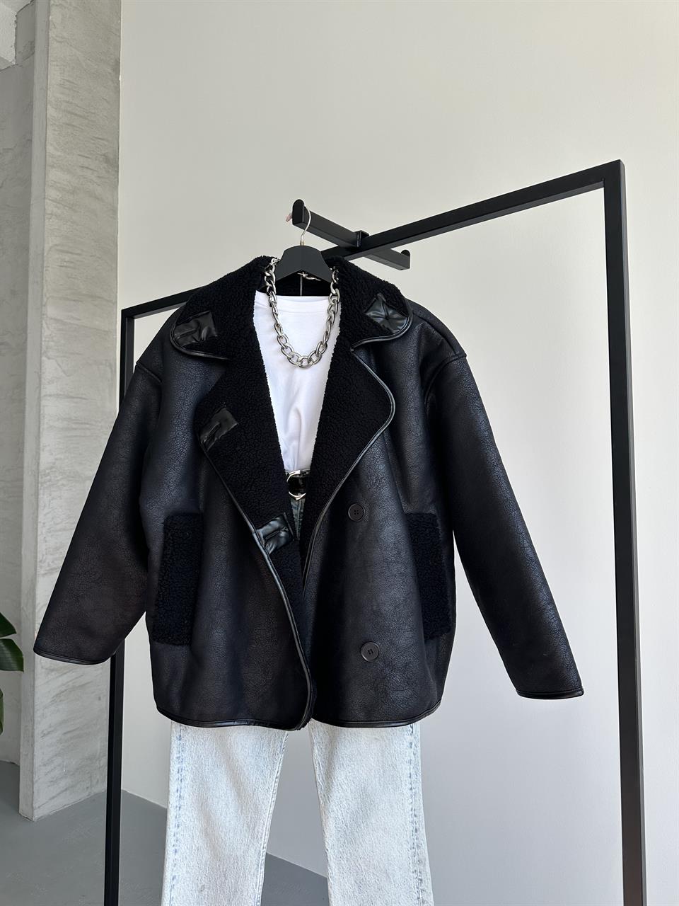 Garden Siyah Deri Ceket