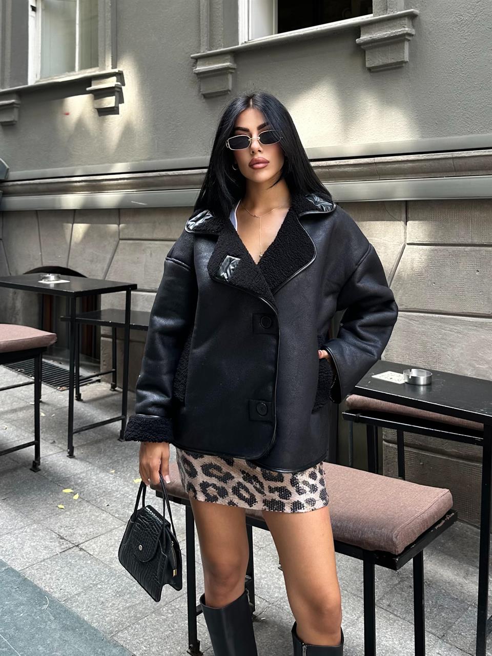Garden Siyah Deri Ceket