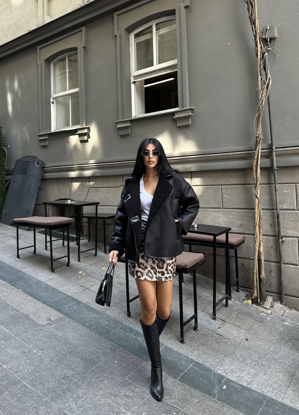 Garden Siyah Deri Ceket