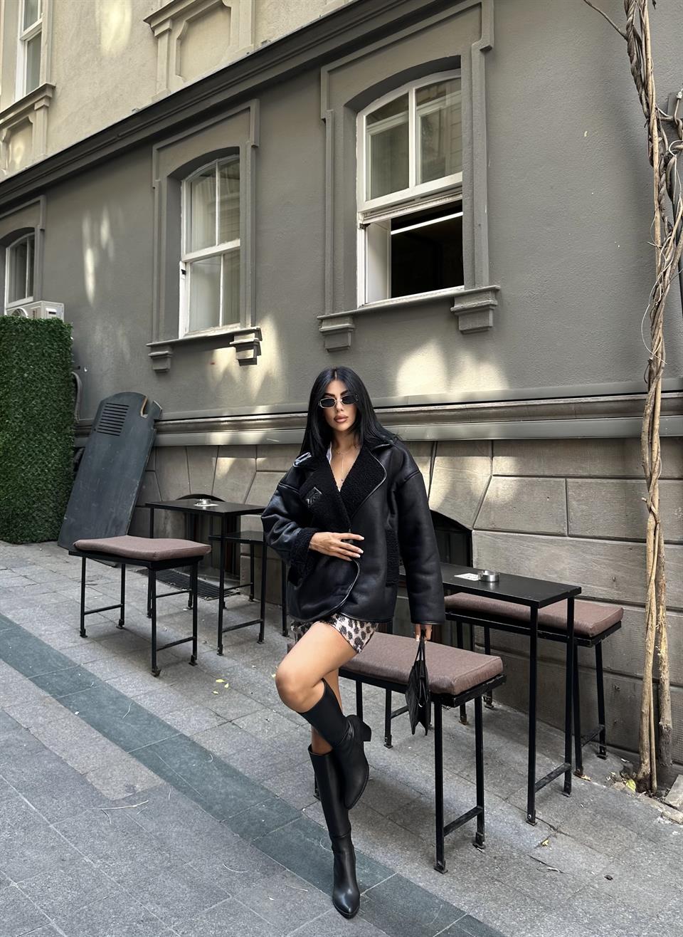 Garden Siyah Deri Ceket