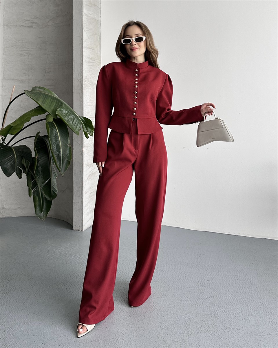 Pilot Bordo Ceket Pantolon Takım