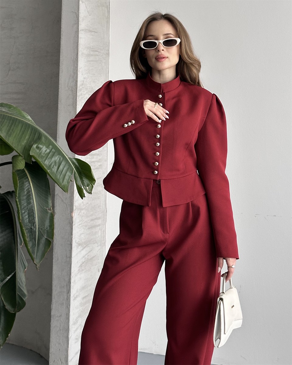Pilot Bordo Ceket Pantolon Takım