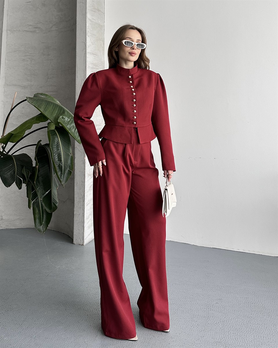 Pilot Bordo Ceket Pantolon Takım