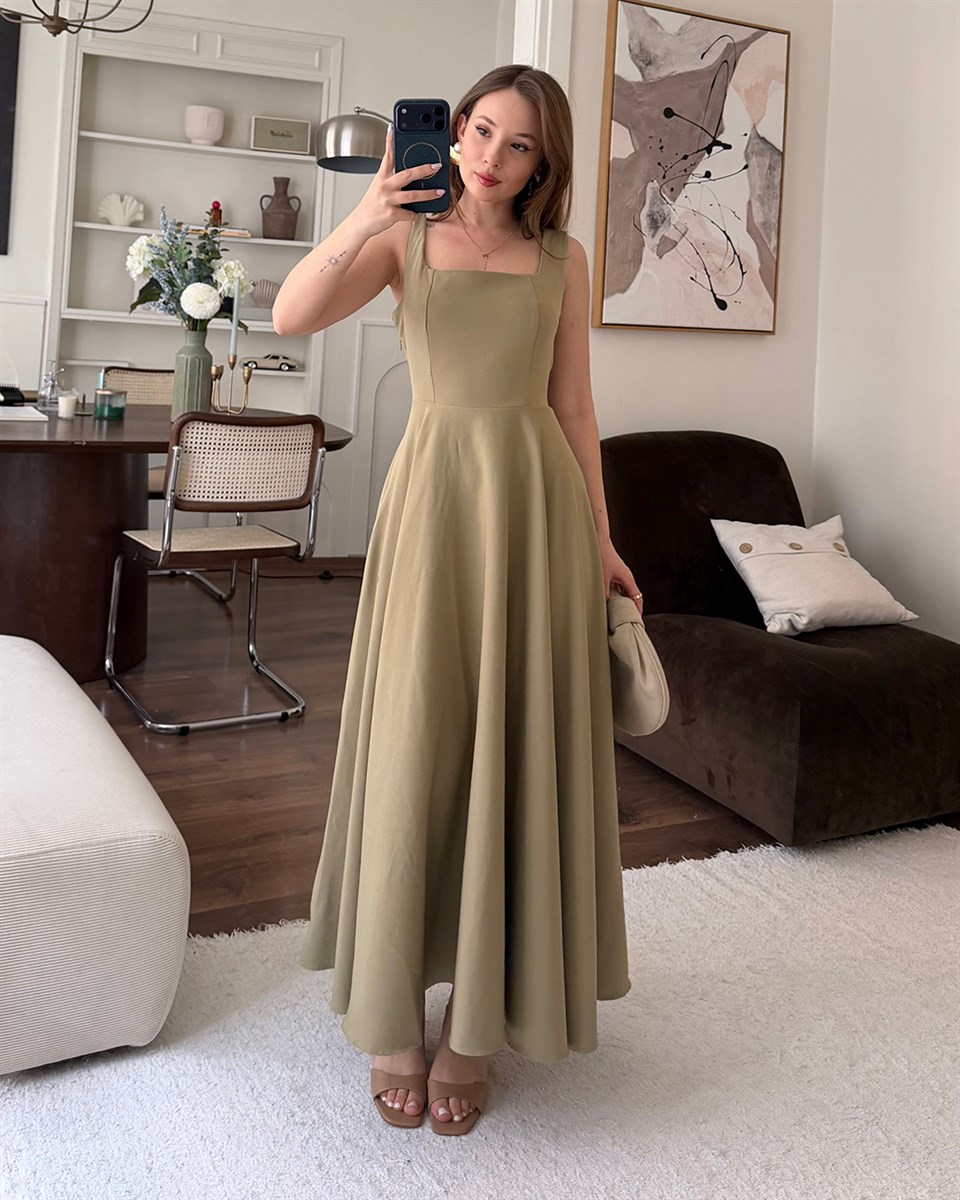 Haki Helen Maxi Elbise