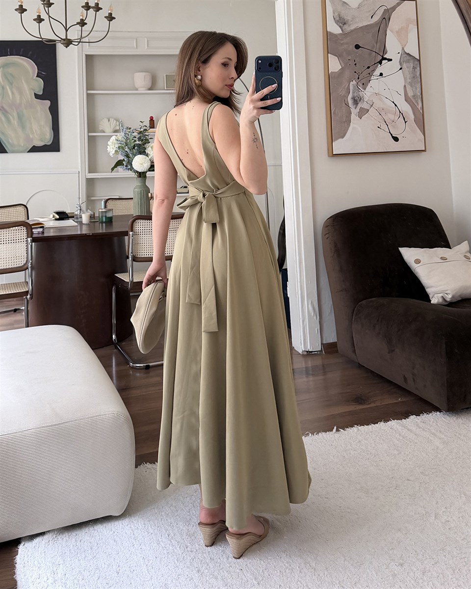 Haki Helen Maxi Elbise