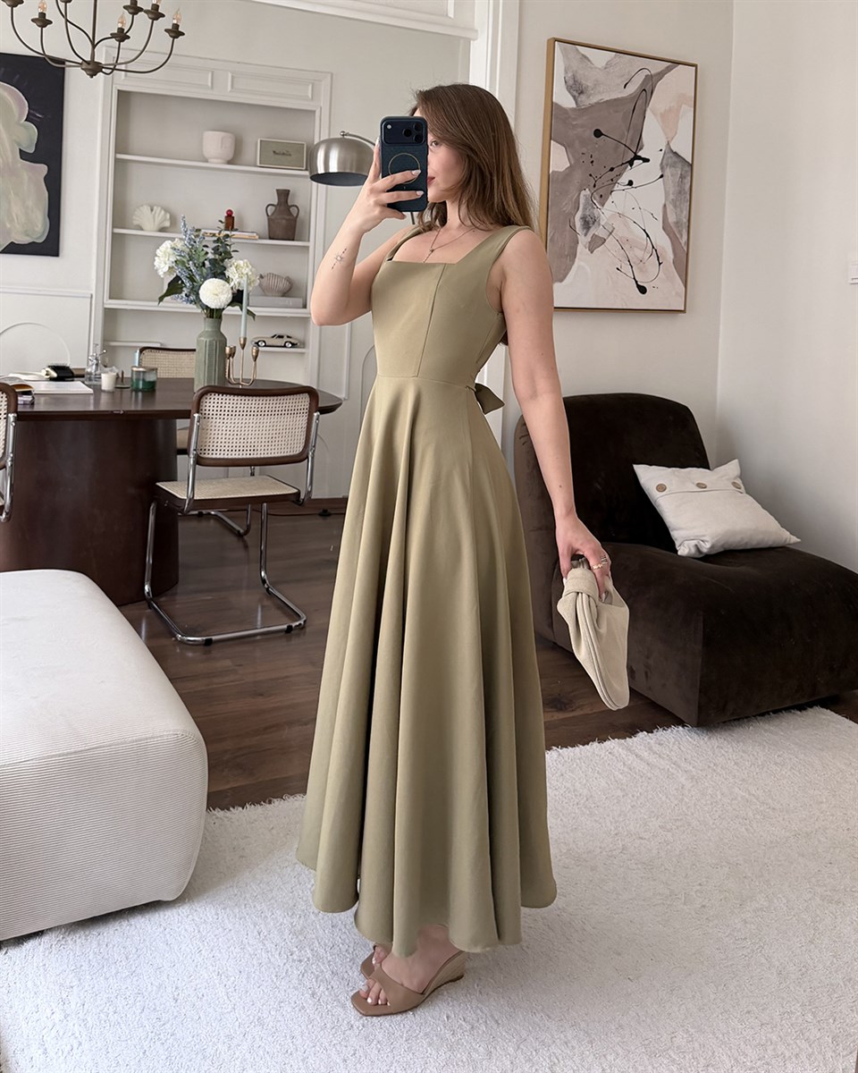 Haki Helen Maxi Elbise