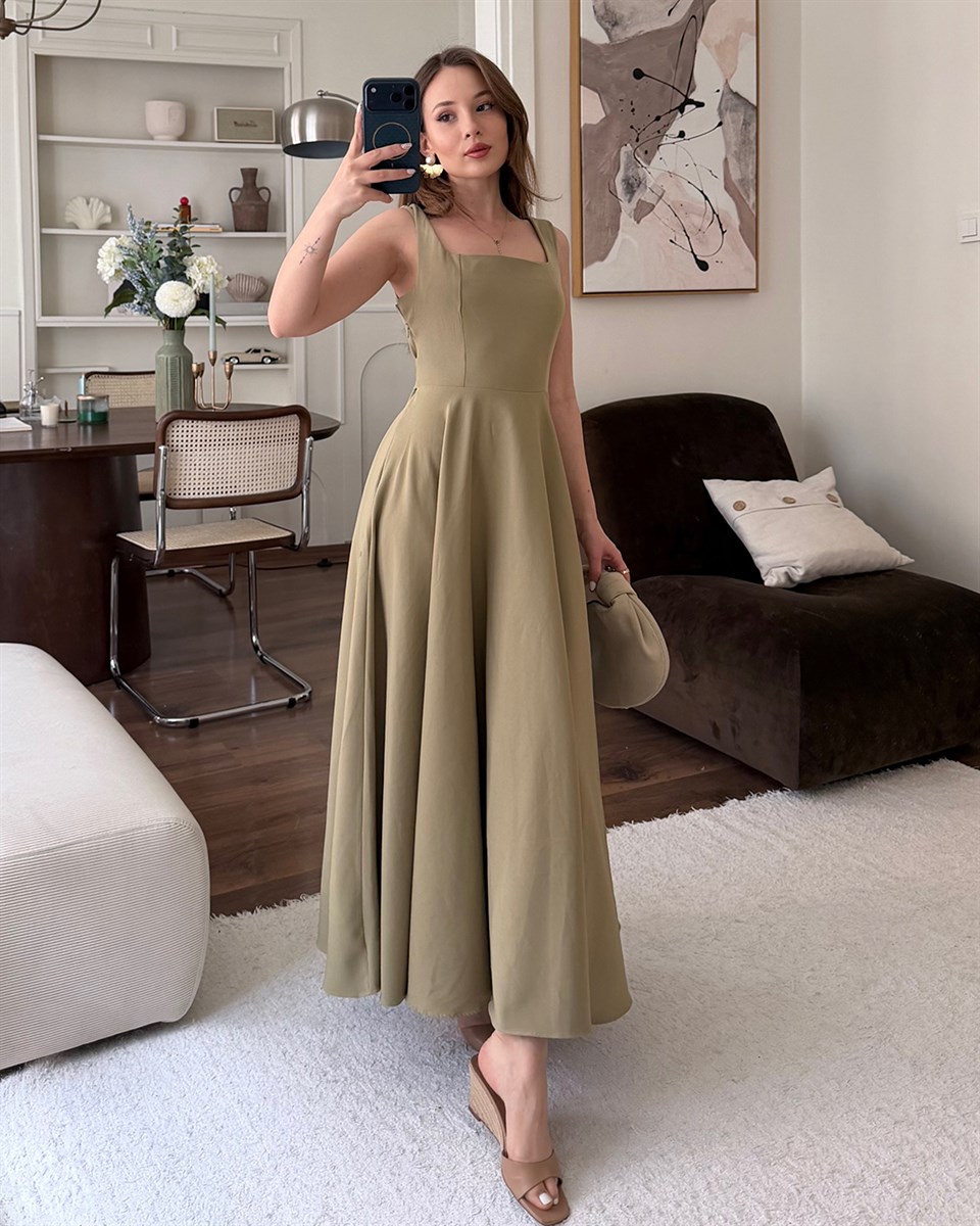Haki Helen Maxi Elbise