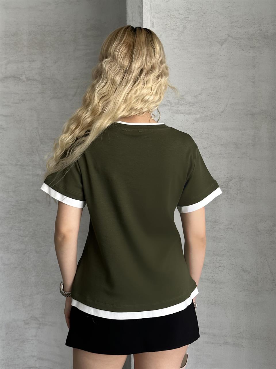 Haki Penye İnterlok Oversize Tişört