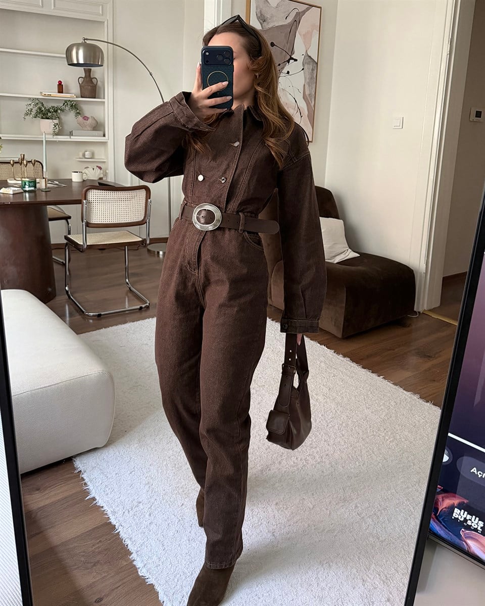 Kahverengi Denim Jean Tulum