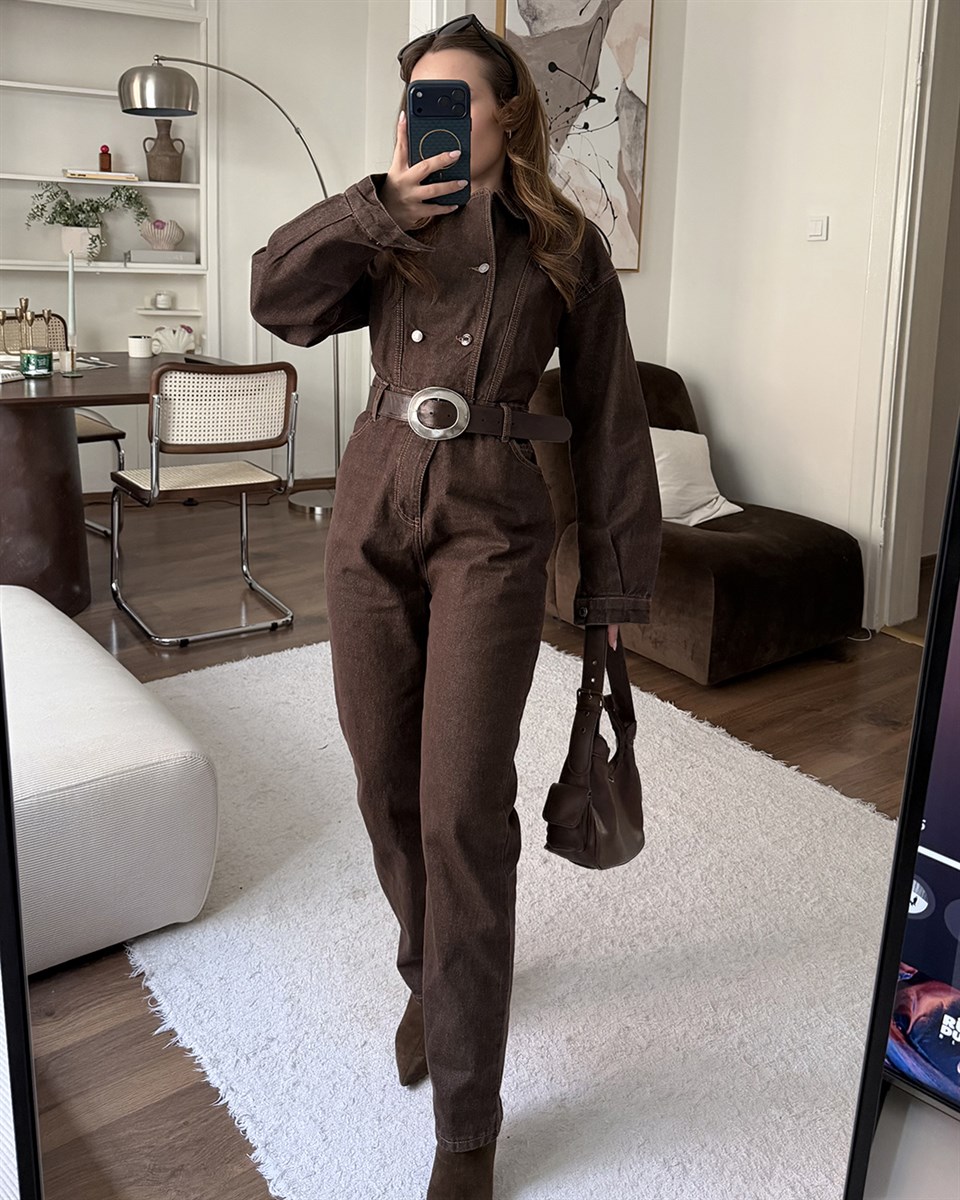Kahverengi Denim Jean Tulum