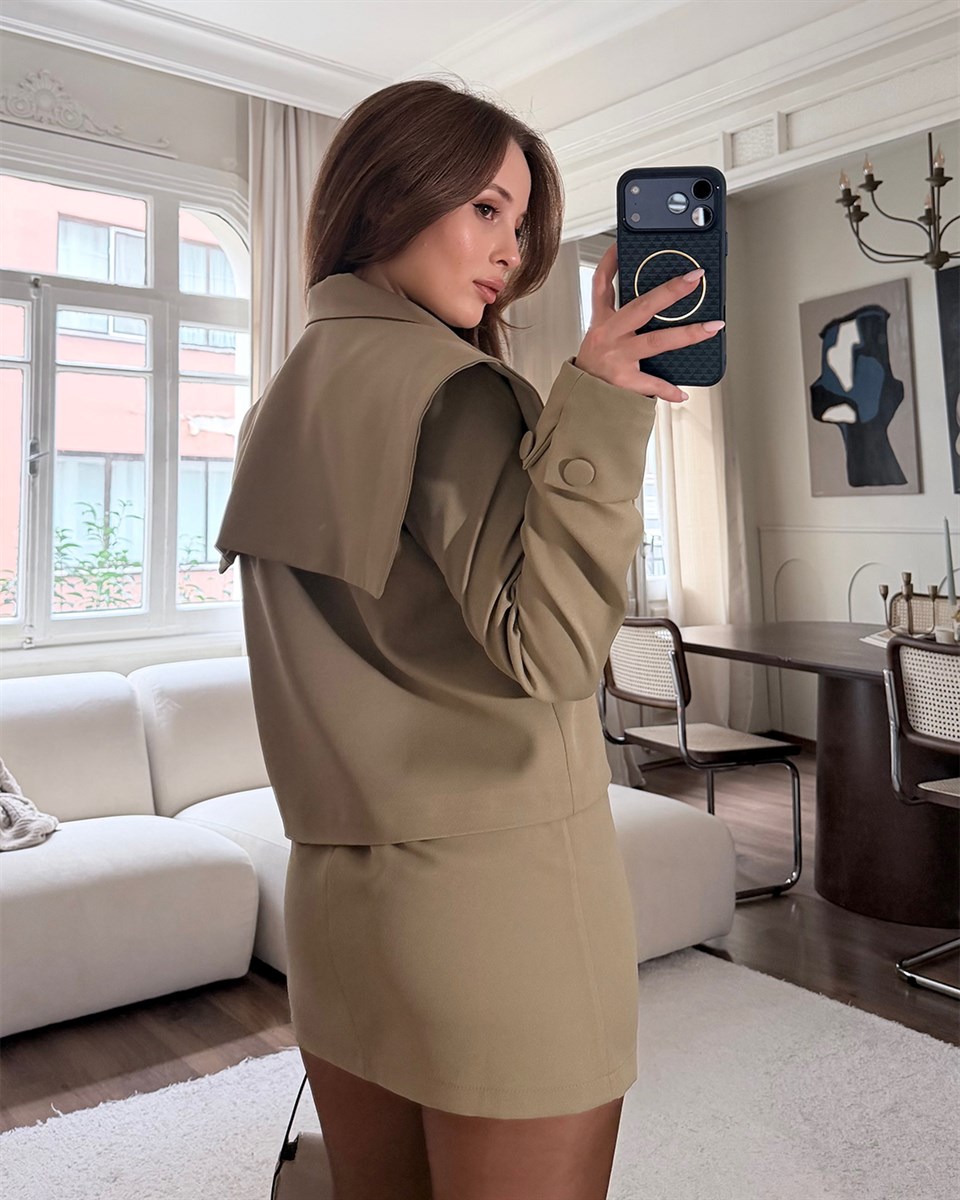 Milano Haki Ceket Etek Takım
