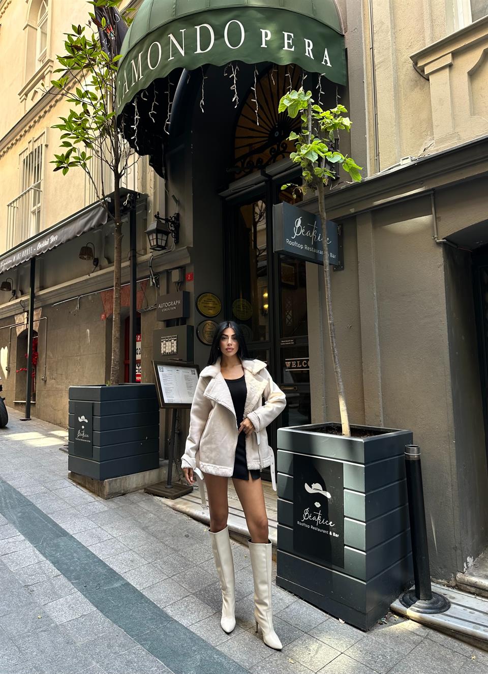 Klasik Uzun Taş Süet Ceket