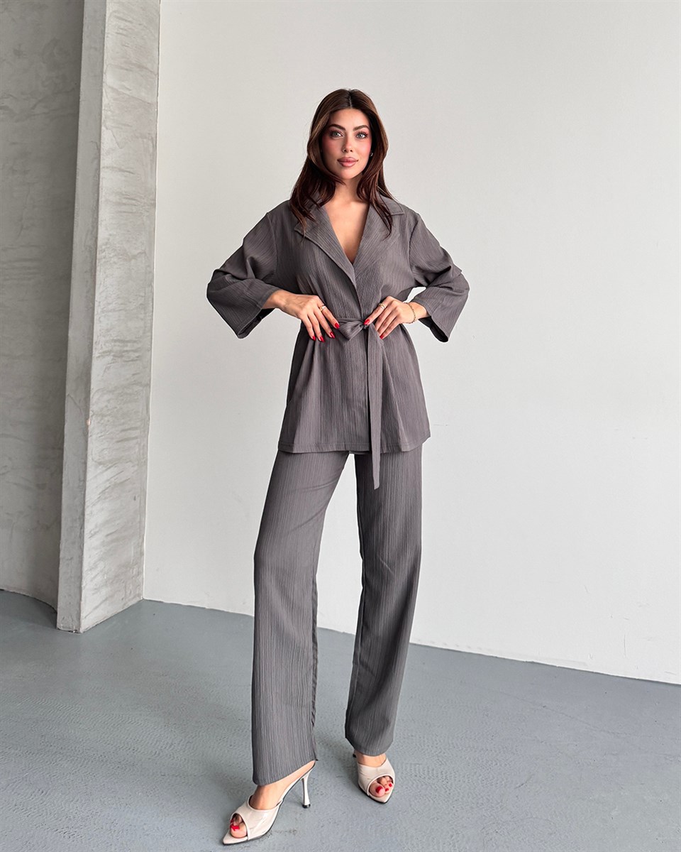 Krinkıl Gri Kimono Takım