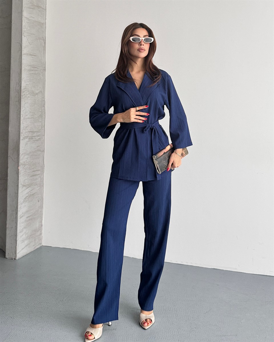 Krinkıl İndigo Kimono Takım