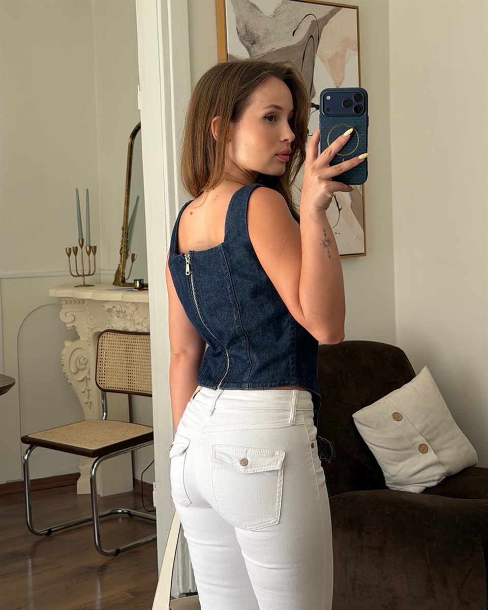 Kuşgözü Denim Korse Büstiyer
