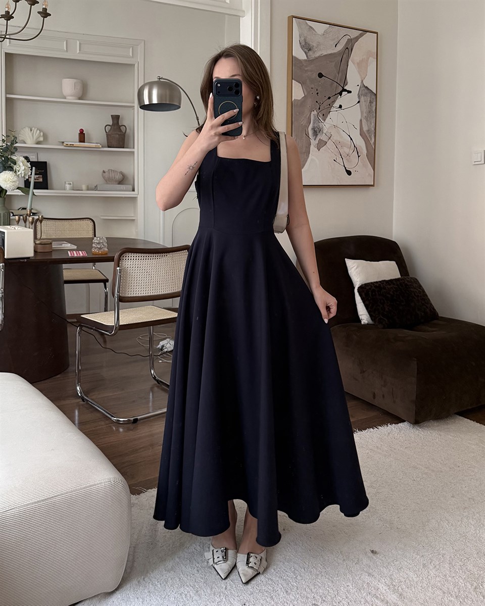 Lacivert Helen Maxi Elbise