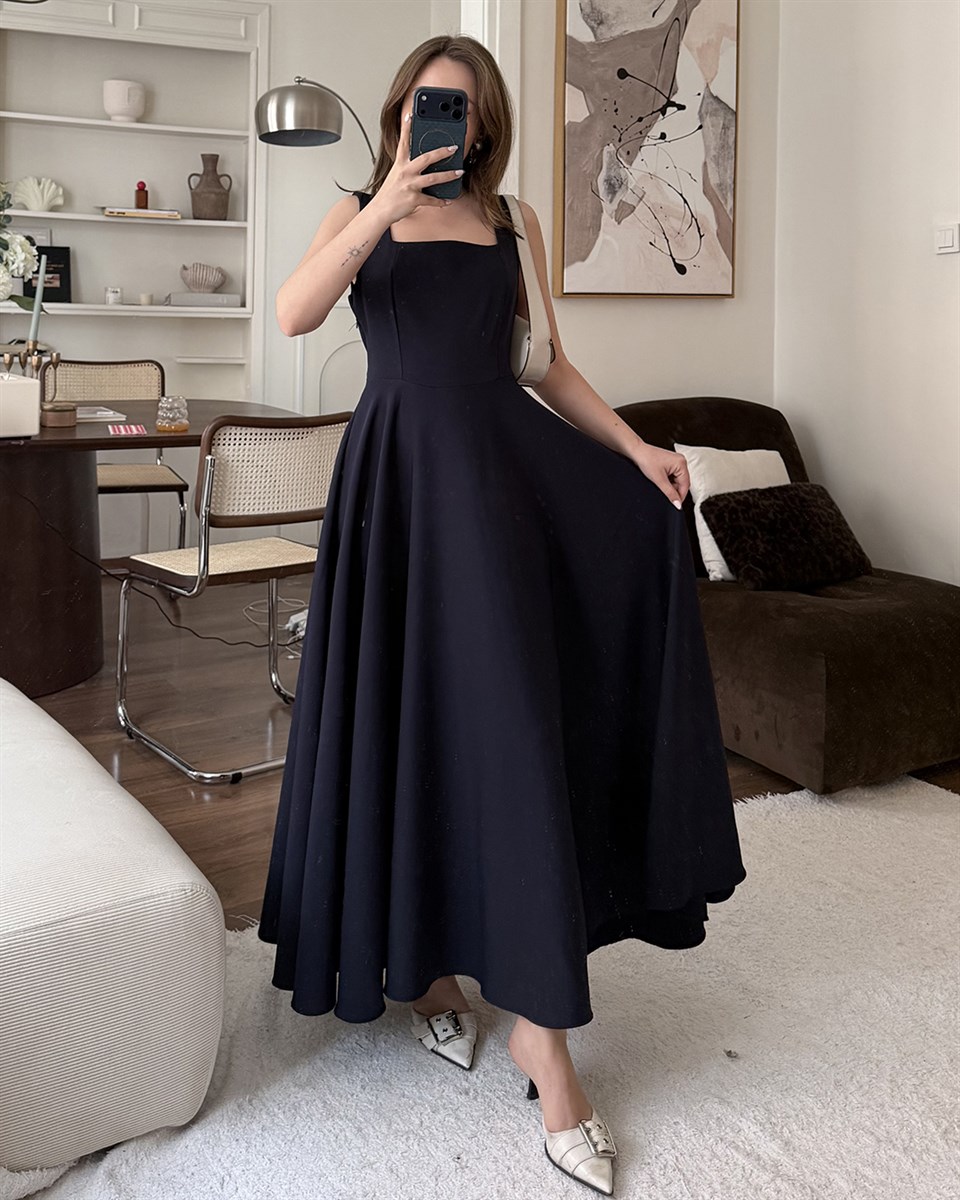 Lacivert Helen Maxi Elbise
