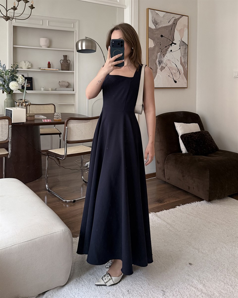 Lacivert Helen Maxi Elbise