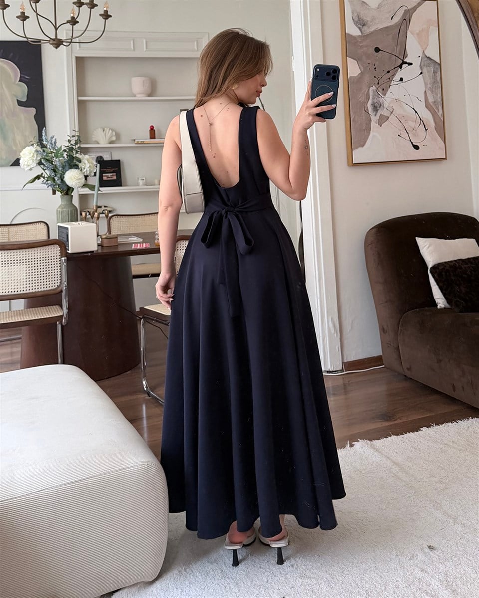Lacivert Helen Maxi Elbise