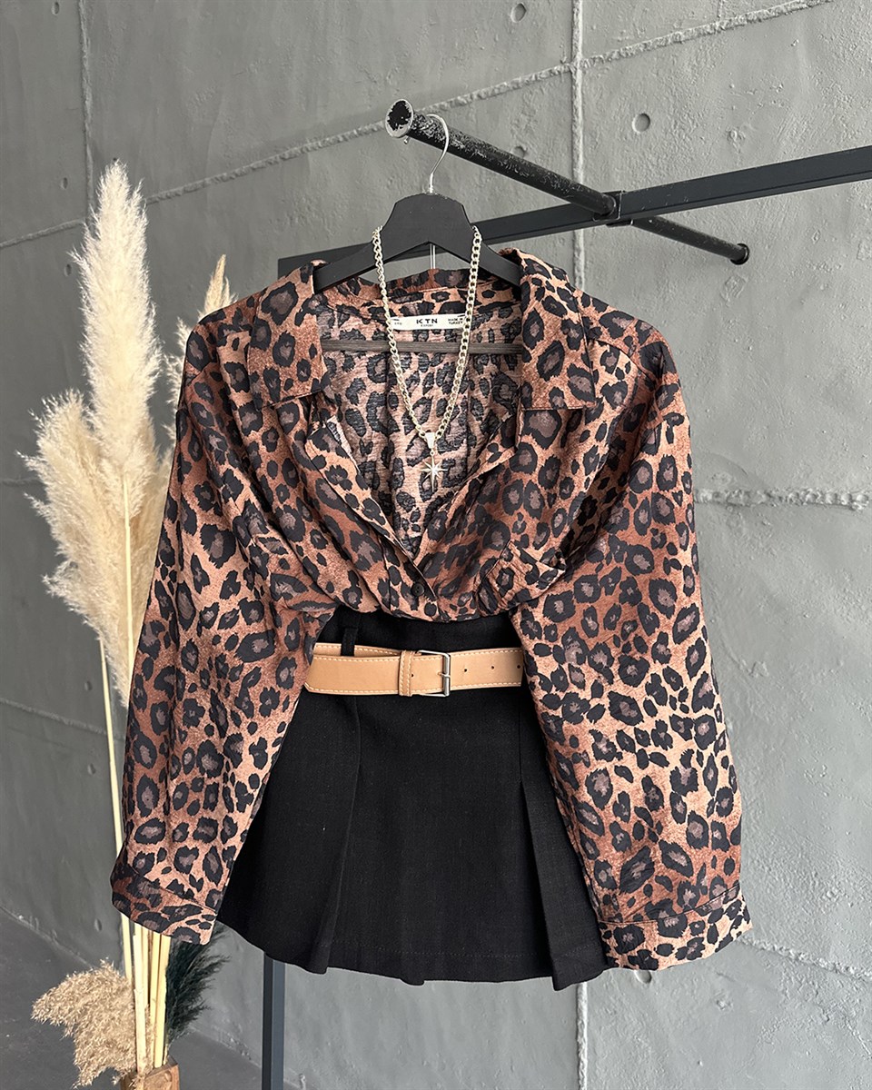 Leopar Desenli Salaş Gömlek
