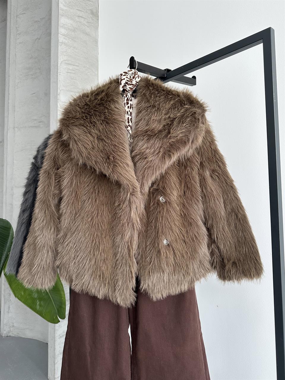 Luna Kahverengi Oversize Kürk Ceket