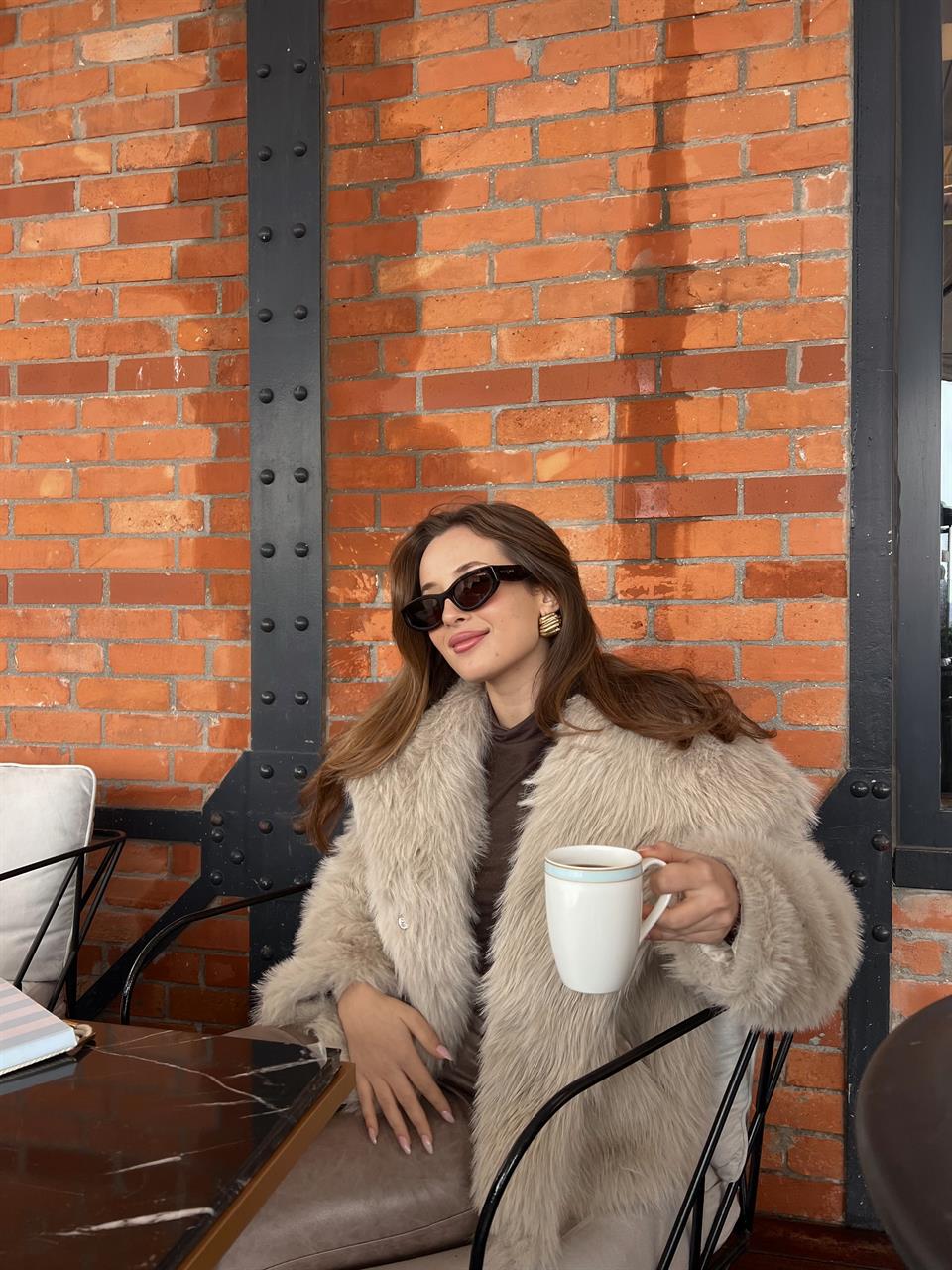 Luna Taş Oversize Kürk Ceket