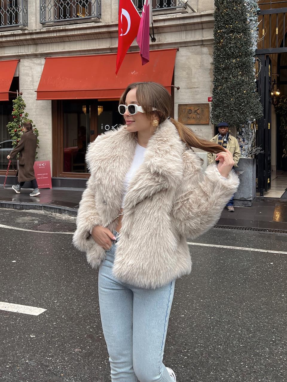 Luna Taş Oversize Kürk Ceket