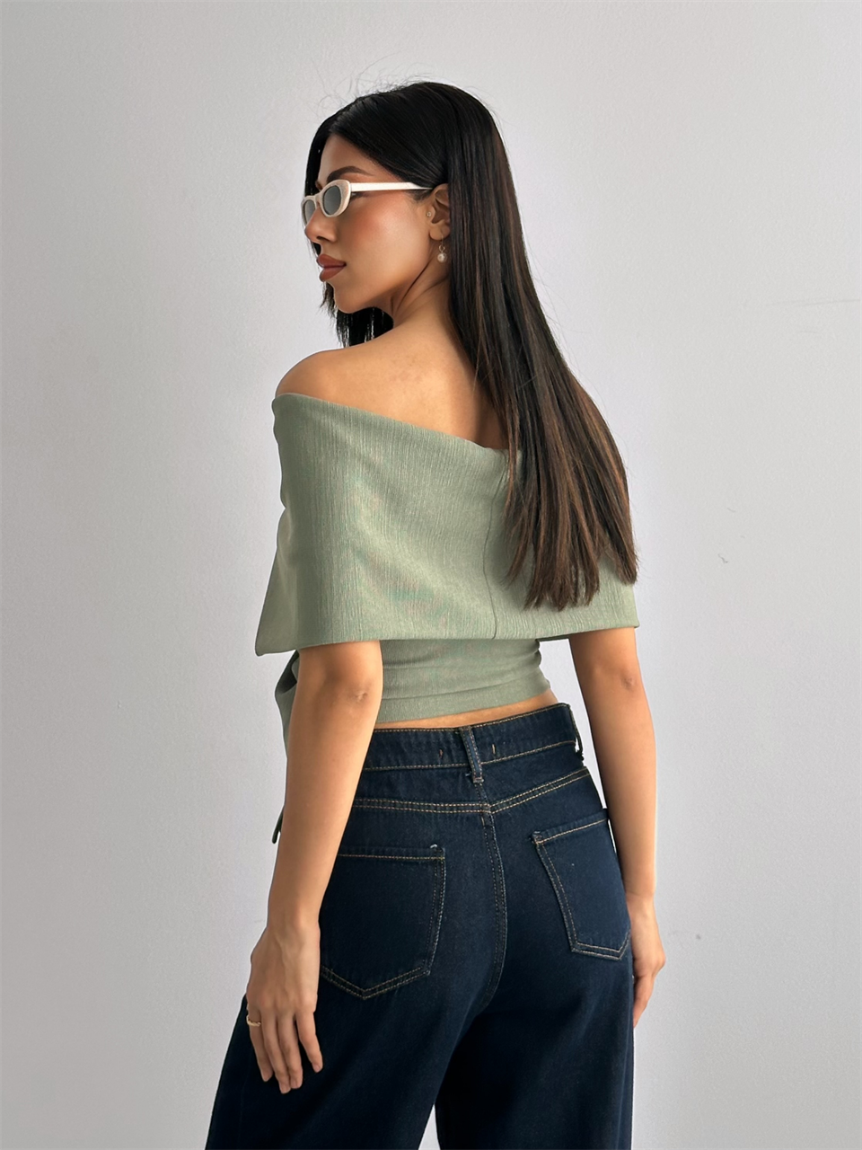 Madonna Yaka Gold Tokalı Haki Bluz