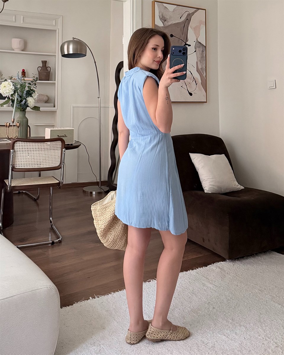 Mavi Anvelop Kesim Elbise