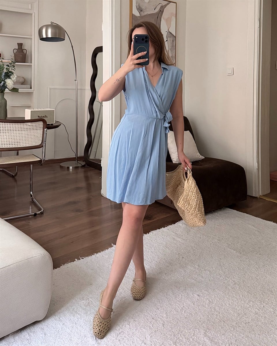 Mavi Anvelop Kesim Elbise