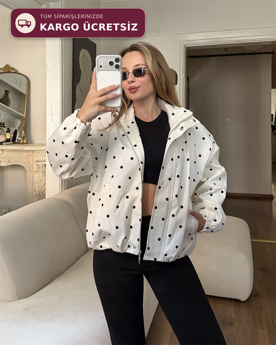 Mini Puantiyeli Bomber Ceket