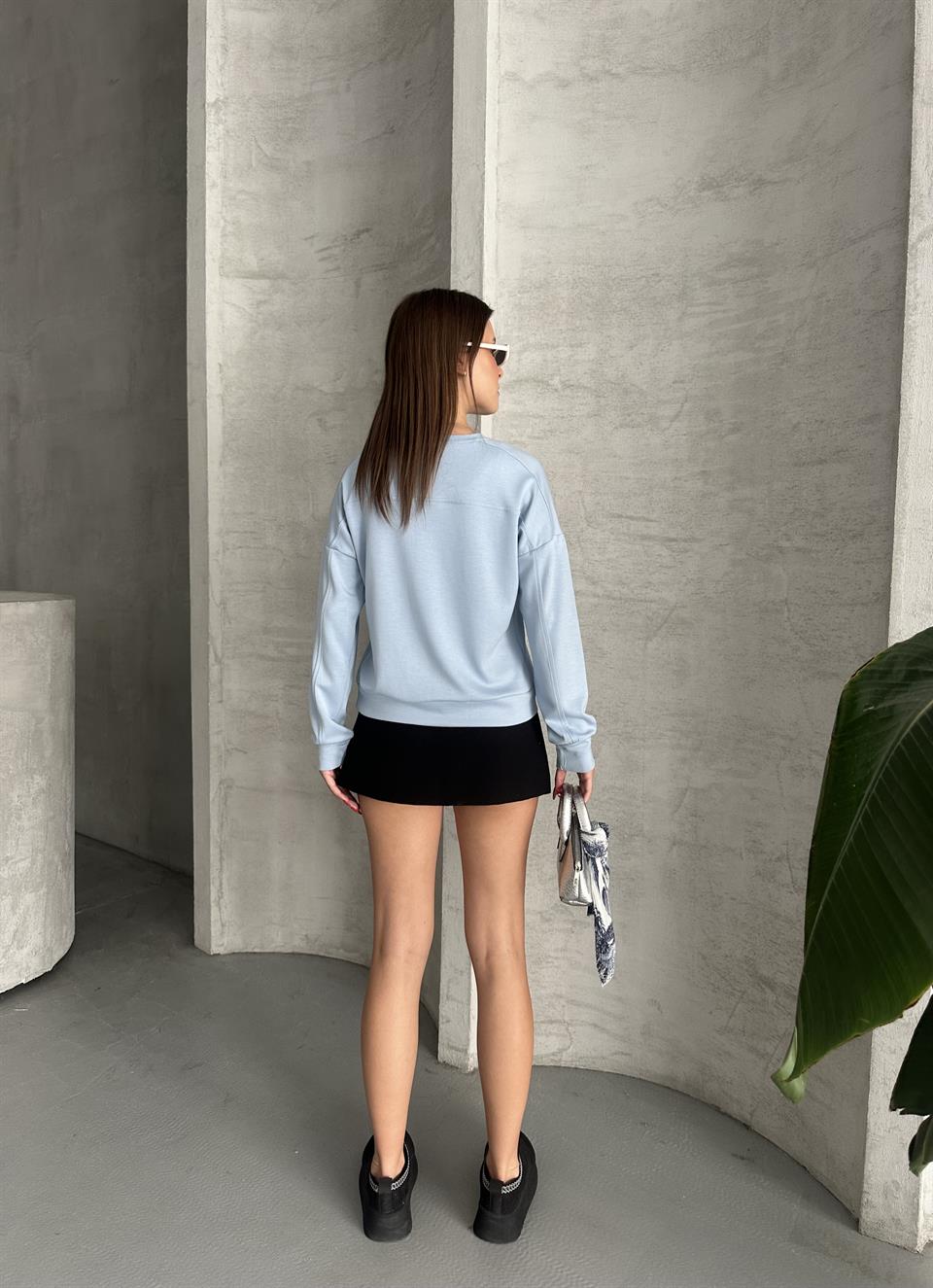 Modal Kumaş Unisex Bebe Mavisi Sweatshirt