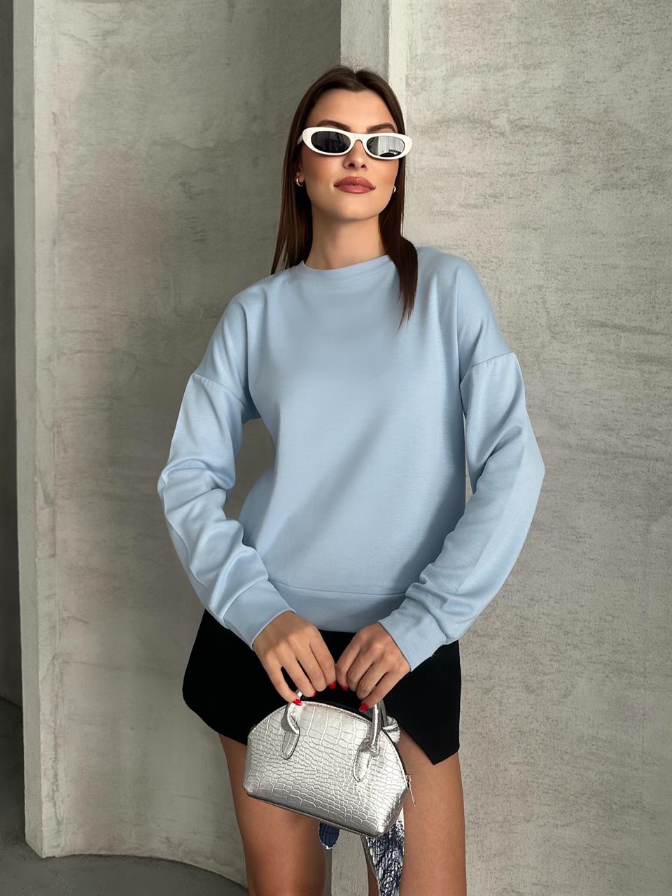 Modal Kumaş Unisex Bebe Mavisi Sweatshirt