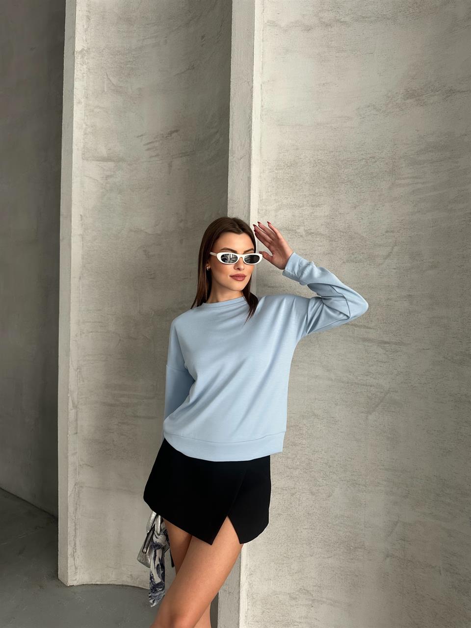 Modal Kumaş Unisex Bebe Mavisi Sweatshirt