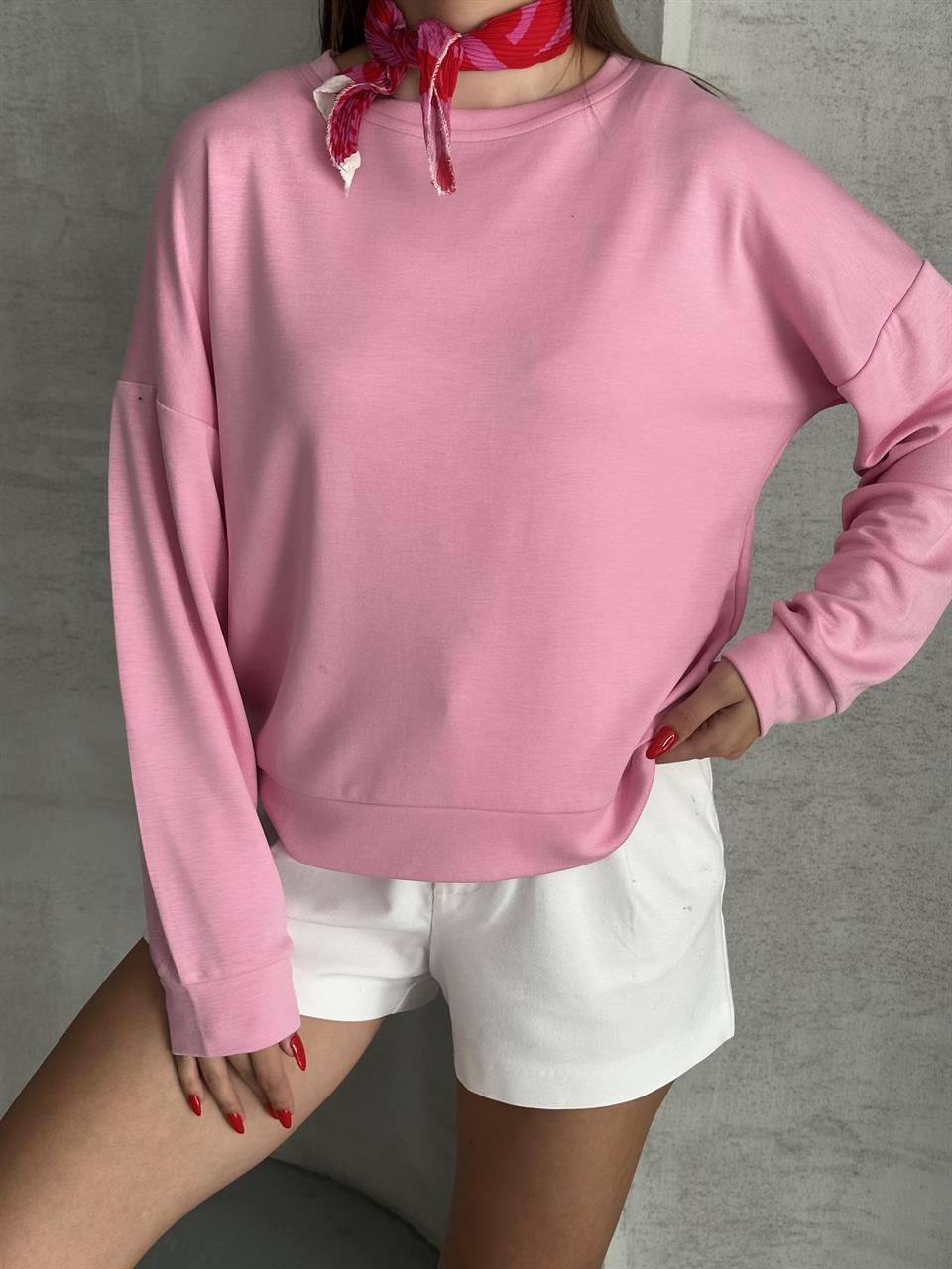 Modal Kumaş Unisex Pembe Sweatshirt