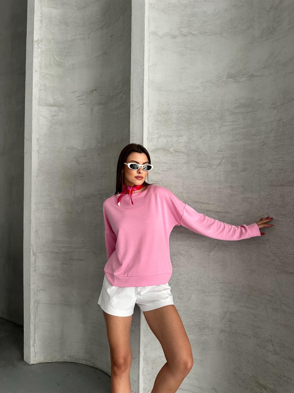 Modal Kumaş Unisex Pembe Sweatshirt