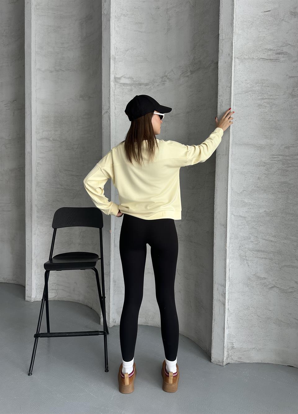 Modal Kumaş Unisex Sarı Sweatshirt