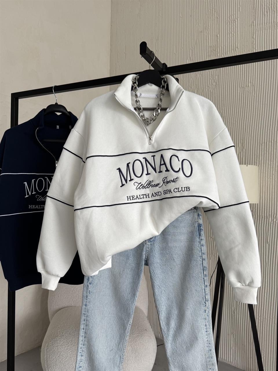 Monaco Unisex Beyaz Sweatshirt
