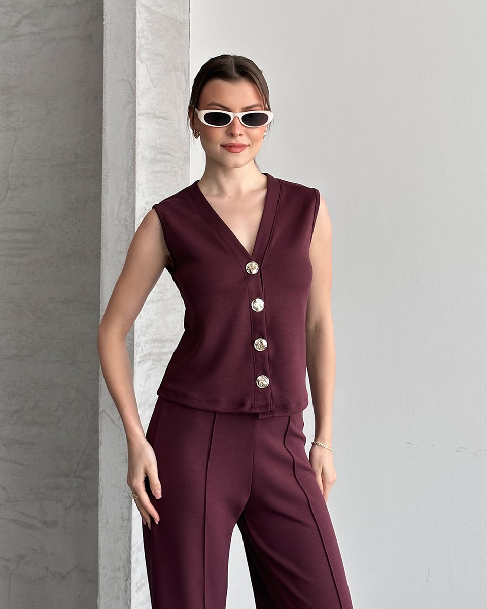 Mono Bordo Yelek Pantolon Takım